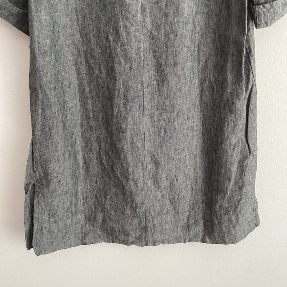 Wrap London Gray Linen Tunic Top Short Cuffed Sleeves Gray Size 2 Lagenlook - Picture 8 of 10